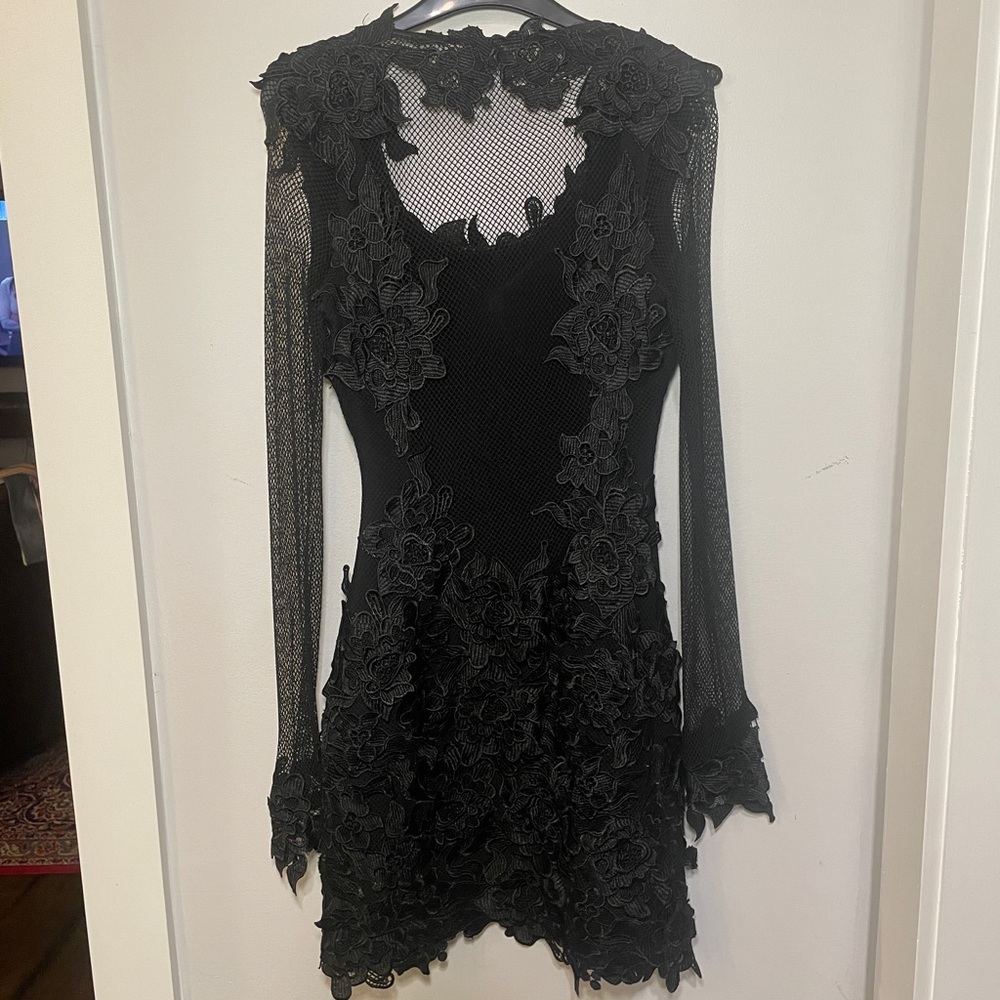 Alberta Makali Lace and Fishnet Mid Length Dress